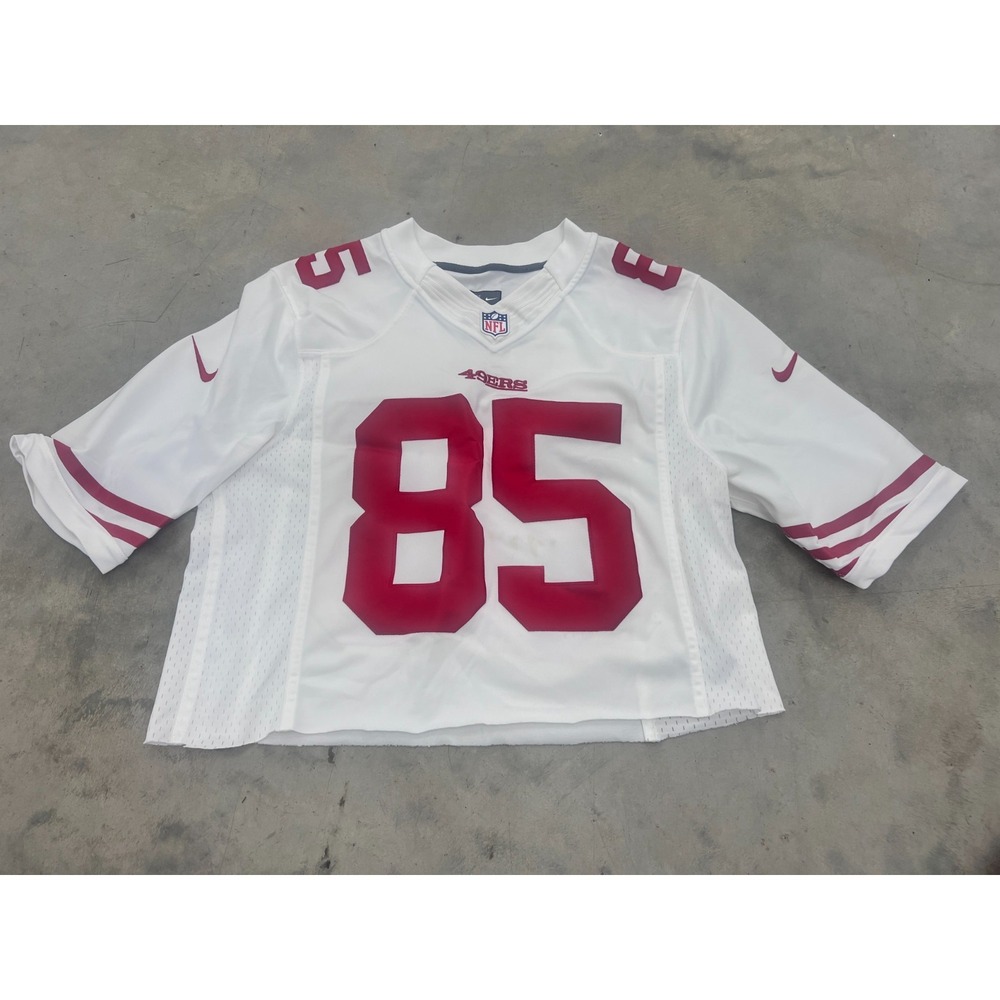 NFL San Francisco 49ers Nike Jersey Mens M White Red #85 Vernon Davis Cutoff